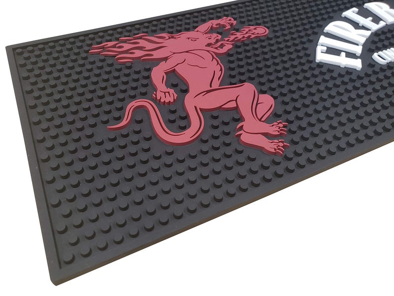 Fireball Cinnamon Whisky Extra Large Bar Mat - Rectangular, 8" x 1'8", Black, Letter Print - Image 1